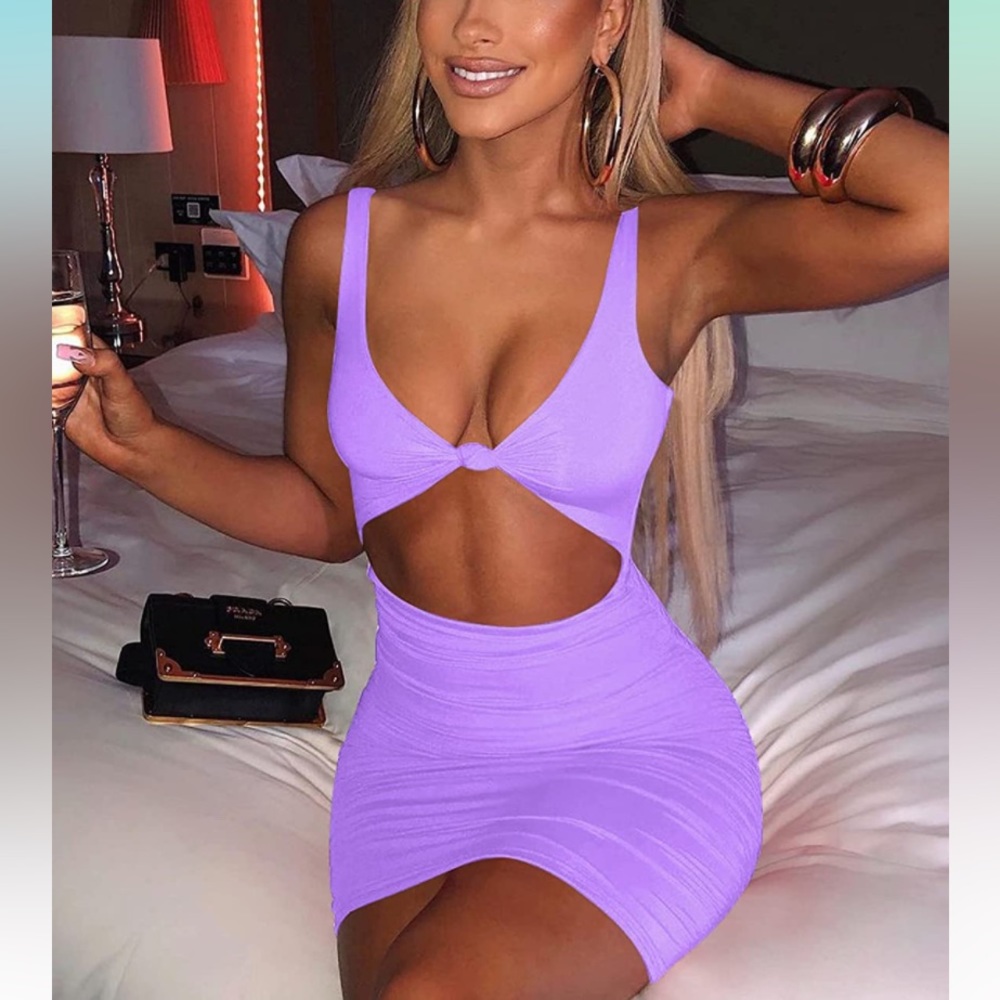Ruched Bodycon Cutout Tank Top Dress